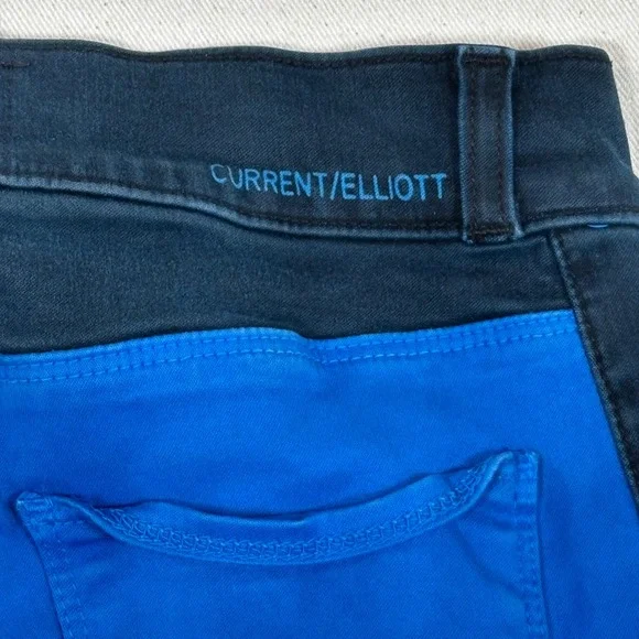 Current/Elliott The Rider Legging Electric Blue Two Tone Tuxedo Skinny Pants 26 - Picture 8 of 12